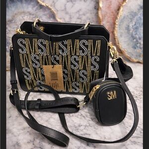 Steve Madden Beverly Rhinestone Logo Two-Tone Satchel – NWT